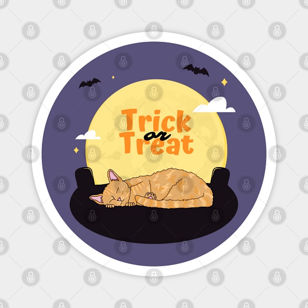 Trick Or Treat Sleeping Kitty Magnet by RoserinArt